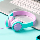 Jlab - Casque d’écoute filaire pliable JBuddies Gen 2 - Rose/Turquoise-Compatible avec les principaux appareils mobiles actuels, tablettes et lecteurs DVD.