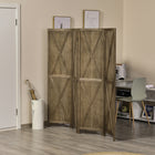 HOMCOM séparateur de pièce autoportant à 4 panneaux pour chambre et bureau - brun-Bois de paulownia massif avec motifs en X de style ferme pour la solidité et un aspect rustique 
