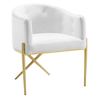 Modway - Savour Touffe Performance Velvet Fauteuil à manger d’accent - Blanc-Fauteuil à manger à touffes