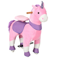 Qaba - Licorne mécanique à bascule cheval de marche jouet - rose-Monter et descendre doucement sur les pédales pour faire avancer le cheval 