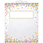 Ashley Productions - Sac de rangement/sac à livres à suspendre avec motif de confettis - 10,5" x 12,5" - Paquet de 6-Sac en plastique transparent avec poignée robuste à fermeture par pression