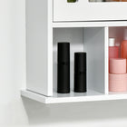 Kleankin - Armoire de salle de bain murale avec miroir et trois étagères - blanc-Matériau : MDF, Verre miroir 