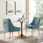 Modway - Discern Dos plissé Velours Performance Rembourré Chaise à manger Ensemble de 2 - Bleu clair-Sellerie en velours en polyester