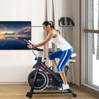 Soozier - Vélo D’Exercice Stationnaire Vertical Avec Résistance Écran Lcd Noir-Cadre en acier robuste supportant jusqu’à 265 lb, avec deux roulettes pour un déplacement facile