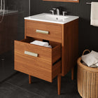 Modway - Cassia 24" Bois de teck Armoire de toilette de salle de bain (lavabo non inclus) - Naturel-Découpe de plomberie