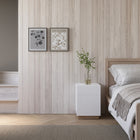 Nexera - Table d'appoint Nauraa, Blanc et Érable naturel-Meubles conçus et produits au Canada à partir de panneaux de particules et de MDF certifiés CARB II/FSC