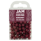 JAM Paper - Punaises colourées - punaises à tête ronde pour cartes - bourgogne - 100/paquet-Punaises à tête en plastique | Couleur : Bordeaux