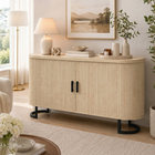 HOMCOM - Buffet moderne cannelé 55 po avec portes coulissantes - bois naturel-Six zones intérieures facilitent et optimisent l’organisation des ustensiles de cuisine