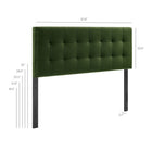 Modway - Lily Velours de performance résistant aux taches Tête de lit Queen size, Vert mousse-Tête de lit Queen size