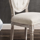 Modway - Arise Français vintage Tissu rembourré Fauteuil d’appoint de salle à manger Ensemble de 2 - Beige-Conception de la chaise Louis XVI