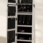 HOMCOM - Armoire à bijoux miroir - 15 po L x 15 po l x 63 po H - blanc-Comprend un grand miroir et un petit miroir intérieur, pratique pour mettre vos bijoux et vous maquiller 