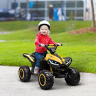 Aosom - quad 12v pour enfants avec musique, phares, vitesse haute et basse - jaune-Pneus résistants à l’usure 