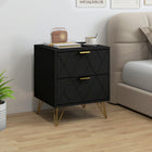HOMCOM - Table de chevet avec rangement et pieds épingle dorés - noir-Polyvalent comme commode de chambre ou table d’appoint, améliore l’utilité de la pièce 