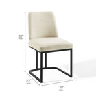 Modway - Amplify Base de traîneau Tissu rembourré Fauteuil d’appoint de salle à manger - Noir beige-Cadre en acier inoxydable noir mat