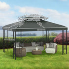 Outsunny - Toit de rechange pour pavillon 13 pi L x 10 pi l, 2 niveaux, couverture supérieure UV, jardin, terrasse, extérieur, gris foncé (SEULEMENT LE HAUT)-Remplacement du toit de gazebo à deux niveaux pour une bonne ventilation  
