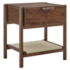 Modway - Oswin 1-Tiroir Bois Table de chevet, Noyer-Cadre en bois massif de mangue