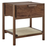 Modway - Oswin 1-Tiroir Bois Table de chevet, Noyer-Cadre en bois massif de mangue