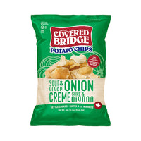 Covered Bridge - Potato Chips Crème Sure & Oignon - Cuites a la Marmite - 60g - Paquet de 24-Cuites a la marmite