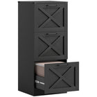 HOMCOM - Classeur à 3 tiroirs pour documents format lettre/A4 - noir-Arbore un style ferme avec des panneaux en X, rehaussant la décoration de votre bureau à domicile 

