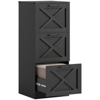 HOMCOM - Classeur à 3 tiroirs pour documents format lettre/A4 - noir-Arbore un style ferme avec des panneaux en X, rehaussant la décoration de votre bureau à domicile 
