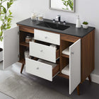 Modway - Transmit Évier simple 48" Vanette de salle de bain - Noir noyer-Pattes en bois écartées