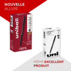 uni-ball – Stylos à bille roulante ONYX – 0,5 mm – noir – paquet de 12  -Couleur et construction du corps : Noir mat