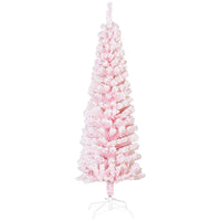 HOMCOM - Arbre de Noël artificiel fin floqué de neige artificielle 5pi-Le design floqué de neige ajoute une atmosphère hivernale 
