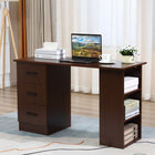 HOMCOM - Bureau d'ordinateur avec rangement - 47,25 po L x 19,25 po l x 28,25 po H - noyer-Trois tiroirs et trois étagères ouvertes pour le rangement et l’organisation 