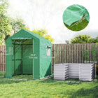 Outsunny - Serre avec jardinière surélevée, blanc-La jardinière surélevée galvanisée est résistante à la rouille et assez solide pour une utilisation quotidienne  
