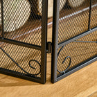 HOMCOM - Pare-étincelles pliant de foyer à 3 panneaux avec treillis métallique à motif de vigne, noir-Couleur : noir 