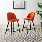Modway - Cordial Performance Velvet Tabourets de bar - Orange - Ensemble de 2-Revêtement en velours de performance