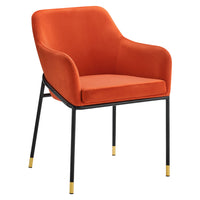 Modway - Jovi Performance Velvet Fauteuil à manger - Orange Noir-Fauteuil à manger rétro moderne