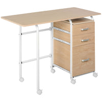 HOMCOM - Bureau pliant avec tiroirs - 41,3 po L x 19,7 po l x 29,1 po H - bois naturel-Bureau d’ordinateur au style simple, excellent choix pour votre bureau à domicile ou votre chambre