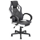 FurnitureR - Fauteuil de jeu pivotant, cuir PU, dossier élevé, blanc-Chaise de jeu ergonomique à dossier haut