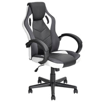 FurnitureR - Fauteuil de jeu pivotant, cuir PU, dossier élevé, blanc-Chaise de jeu ergonomique à dossier haut