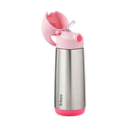 b.box - Bouteille Isotherme - 500ml - Fizz Flamant-Couvercle avec paille étanche et bouton-poussoir adapté aux petites mains