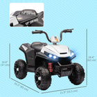 Qaba - Quad pour enfants 12V à batterie avec quatre roues et suspension à ressort - blanc-Système à double entraînement, adapté à différents types de routes 