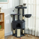 PawHut - arbre à chat 47 po avec grande niche confortable, hamac - gris foncé-Inclut un condo privé et un hamac en peluche pour le confort et la sécurité 