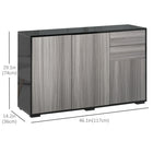 HOMCOM - Buffet latéral haute brillance 46,1 po L avec 2 tiroirs - gris et noir-Étagère amovible dans le petit placard pour un espace de rangement personnalisé 