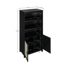 Manhattan Comfort - Ensemble de 2 bibliothèques-armoires Sheridan 80 cm style mid-century moderne - Noir-Comprend 2 portes à fermeture douce avec 4 compartiments dissimulés et 3 étagères ouvertes