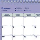 Blueline - 2027 Calendrier mural mensuel - 11 po x 8 1/2 po - bilingue-Un mois par feuille, un bloc par jour