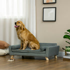 PawHut - Canapé pour chien avec coussin amovible - lit moderne pour animaux gris-Coussins amovibles pour plus de confort 