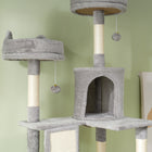 PawHut - Grand arbre à chat 81 po avec poteaux à griffer, condos, lits - gris clair-Couleur : Gris clair, Blanc crème 