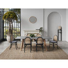 Manhattan Comfort - Lot de 4 chaises de salle à manger Paragon 17,52 po style industriel chic, rembourrées, noir et gris-Canne naturelle fine fabriquée à partir de véritable rotin en bois