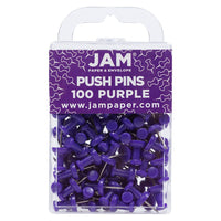 JAM Paper - Punaises colourées - violettes - paquet de 100-Punaises à tête en plastique | Couleur : violet