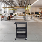 Luxor - Chariot utilitaire à trois plateaux (plat/cuvette) de 34" H Luxor ENDURA - 24" L x 18" P - noir-Les rebords de retenue sur les plateaux empêchent les articles de glisser pendant le transport