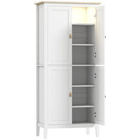 HOMCOM - Armoire de cuisine avec lumière LED à capteur - blanc-Personnalisez votre éclairage avec 3 couleurs et des réglages d’intensité variable 