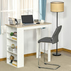 HOMCOM - Table de bar moderne pour cuisine, salle à manger, salon - blanc-Les étagères ouvertes sont équipées de garde-corps latéraux, empêchant les objets de tomber 