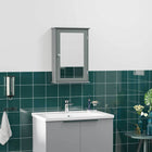 Kleankin - Armoire de salle de bain murale avec miroir et étagères - gris-Miroir extérieur pour une meilleure préparation du maquillage ou du rasage du matin 
