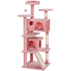 PawHut - arbre à chat 54 po avec poteaux à griffer, condos - rose-Centre de jeux d'activités qui divertit et maintient les chats actifs 